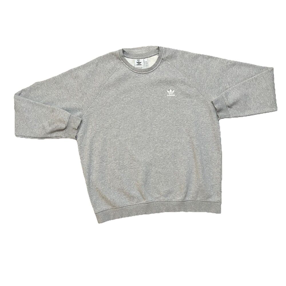 Adidas Originals Trefoil Essentials Crew Sweater XL Gray Heather Fleece IM4537